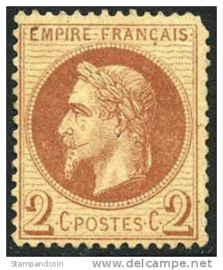 France #30 Mint Hinged 2c Napoleon III Of 1863 - 1863-1870 Napoléon III Con Laureles