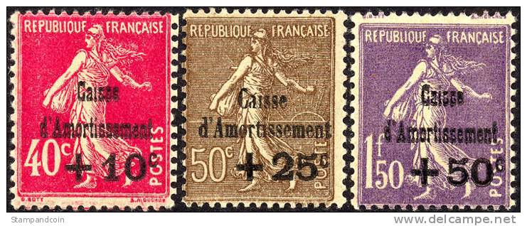 France B35-37 Mint Hinged Surcharged Set From 1930 - Neufs