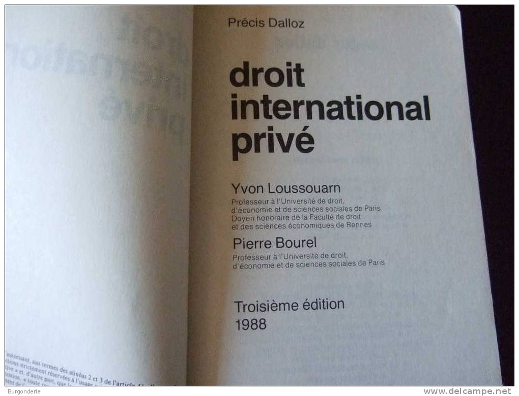 PRECIS DALLOZ / DROIT INTERNATIONAL PRIVE / 3 ème EDITION / 1988 - Diritto