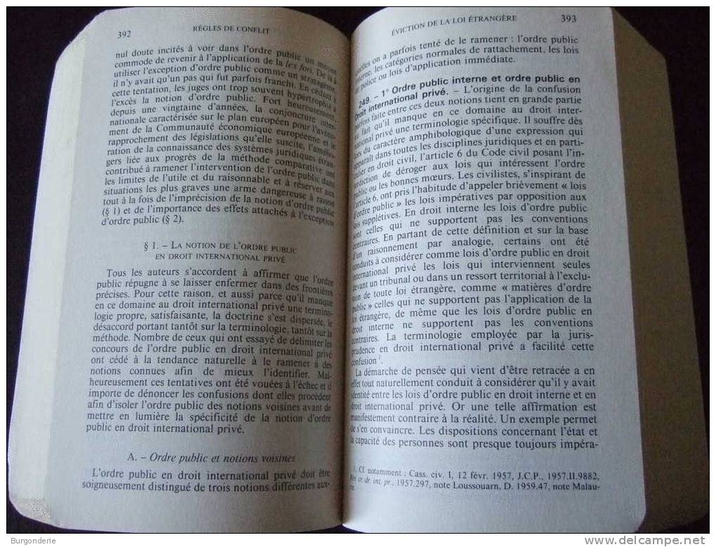 PRECIS DALLOZ / DROIT INTERNATIONAL PRIVE / 3 ème EDITION / 1988 - Derecho