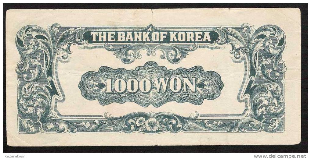 COREE KOREA  P8 1000  WON  (1950)    FINE - Korea (Süd-)