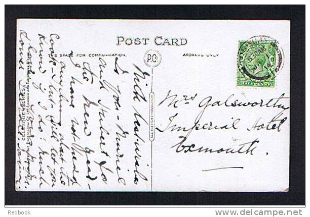 1914 Postcard Princess Gardens & Pavilion Torquay Devon - Inverted 1/2d GB Stamp - Ref 451 - Torquay