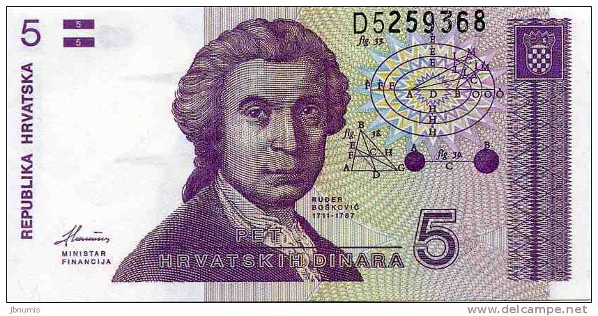 Croatie Croatia 5 Dinara 8 Listopada 1991 UNC P17a - Croazia