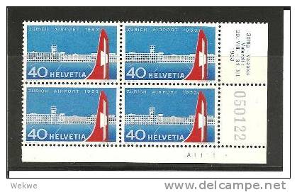 CH Mi.Nr.585/  - SCHWEIZ - Flughafen Zürich-Kloten, 4-er-Einheit, Eckrand Rechts ** MNH - Neufs