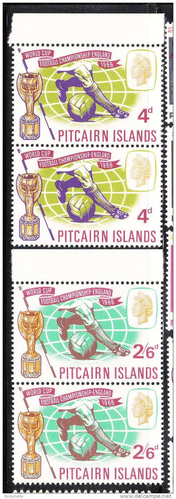 Pitcairn Islands 1966 World Cup Soccer Issue Omnibus Blk Of 2 MNH - Pitcairninsel