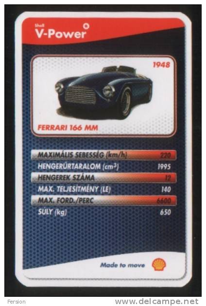 Shell Fuel V-Power Cards - Ferrari 166 MM Racecar Sports Car Automobile - 2007 - Engine