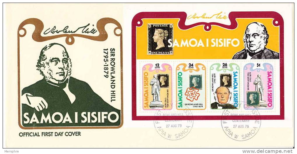 SAMOA  1979  Rowland Hill   Souvenir Sheet On FDC - Samoa