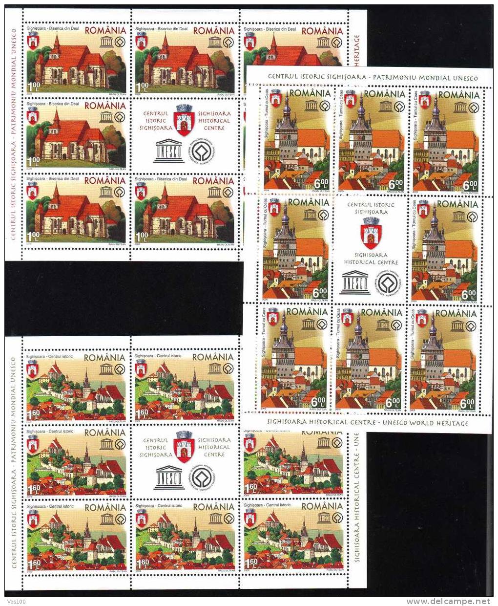 RO 2009 - Sighisoara,Dracula,UNESCO WORLD HERITAGE,MNH 8 Full Set + Label - Fairy Tales, Popular Stories & Legends