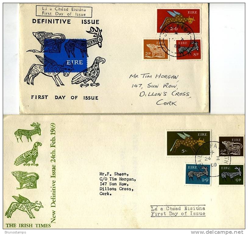 IRELAND/EIRE - 1968-69   DEFINITIVE PRE-DECIMAL GERL  SET  FOUR FDC - FDC