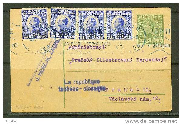 Yougoslavie  -  Entier Postal De 1926  -   + 4 Timbres - Expédié Vers La Tchècoslovaquie - Covers & Documents