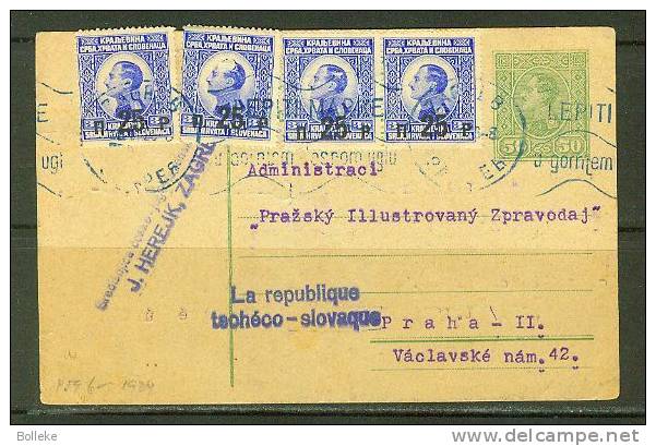 Yougoslavie  -  Entier Postal De 1926  -   + 4 Timbres - Expédié Vers La Tchècoslovaquie - Briefe U. Dokumente