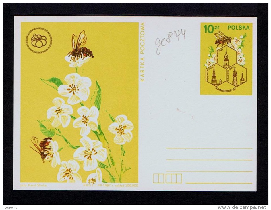 BEES Abeilles Insects Insectes Faune Animaux Animals Animales Postal Stationery 1987 POLOGNE Gc844 - Abeilles