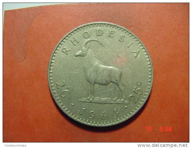 618 RHODESIA  RODESIA  2/6  25 C  IMPALA ANIMAL  YEAR 1964  VERY FINE  OTHERS IN MY STORE - Rhodesia