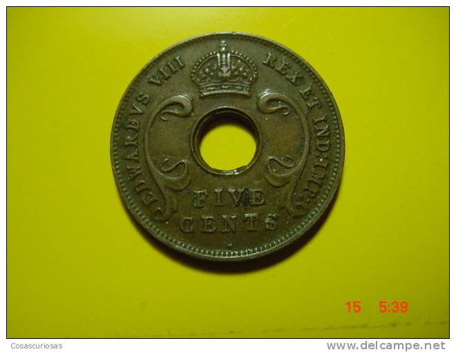 632 EAST AFRICA  5 CENTS      YEAR 1936  EF+  OTHERS IN MY STORE - Colonies