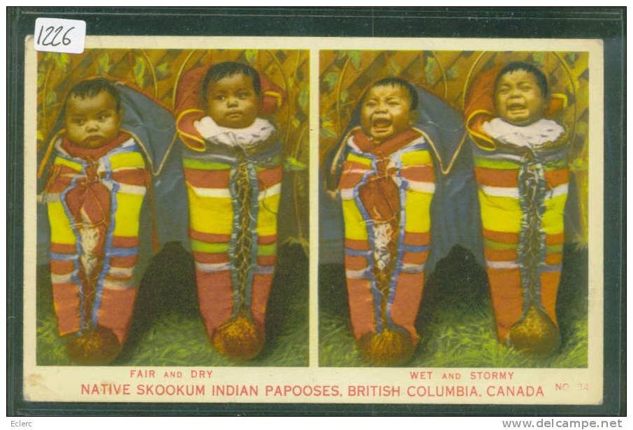 NATIVE SKOOKUM INDIAN PAPOOSES - BRITISH COLUMBIA - CANADA  - B  ( PETIT PLI 'ANGLE ) - Autres & Non Classés