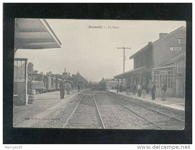 Aumale La Gare édit.nollant Animée Train & Tramway Chemin De Fer  Belle Carte - Aumale