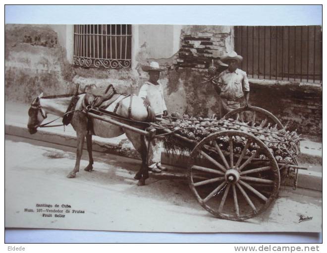 Santiago De Cuba Vendedor De Frutas Pinas Ananas Attelage . - Cuba