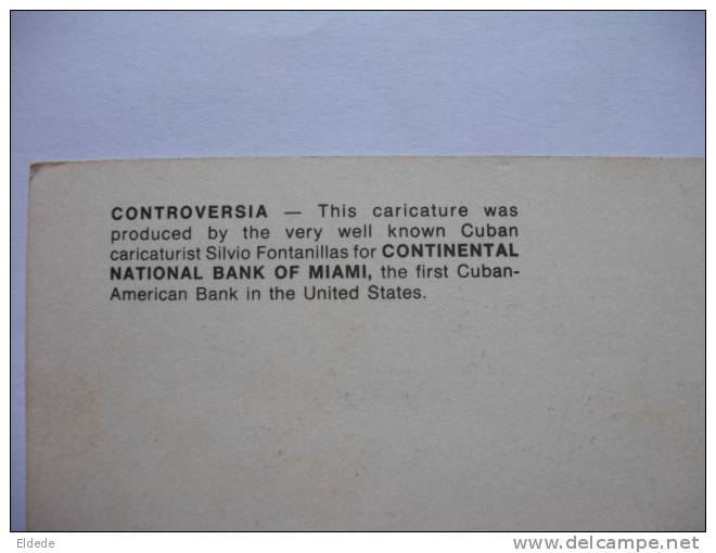 Continental National Bank Of Miami  Caricature Silvio Fontanillas Controversia - Cuba