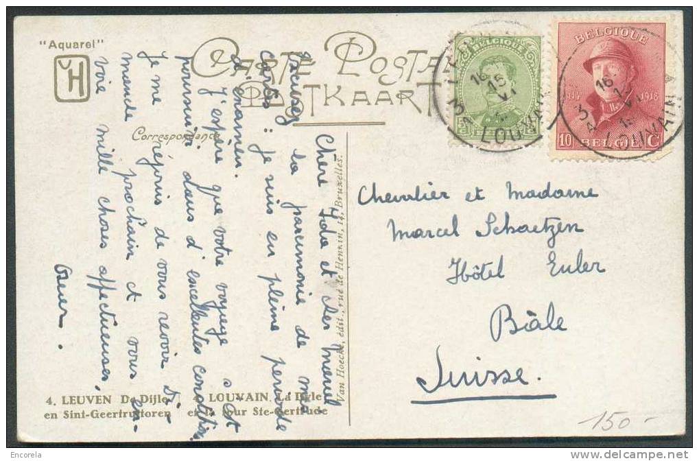N°137-168 Obl. Sc LOUVAIN 3 S/C.P. Ill. Du 15/06/1920 Vers Bâle (Suise).  TB Frappes - 4833 - 1919-1920  Cascos De Trinchera