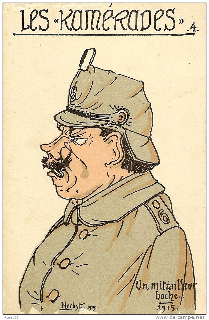 Cp Militaria : Illustrateur HERBST 1915 Militaires , Armés De Guillaume II , Mitrailleur  Boche ( Les Kamérades ) - Patriottiche