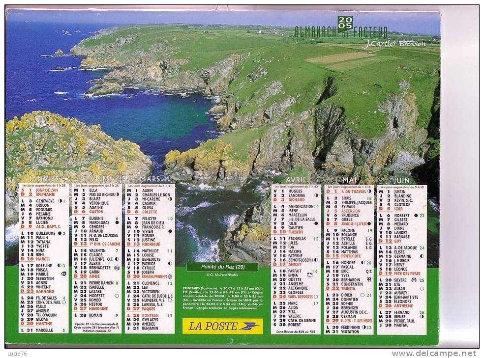 CALENDRIER   J. CARTIER BRESSON - 2005 -  Pointe Du Raz - Estaing - Formato Grande : 2001-...