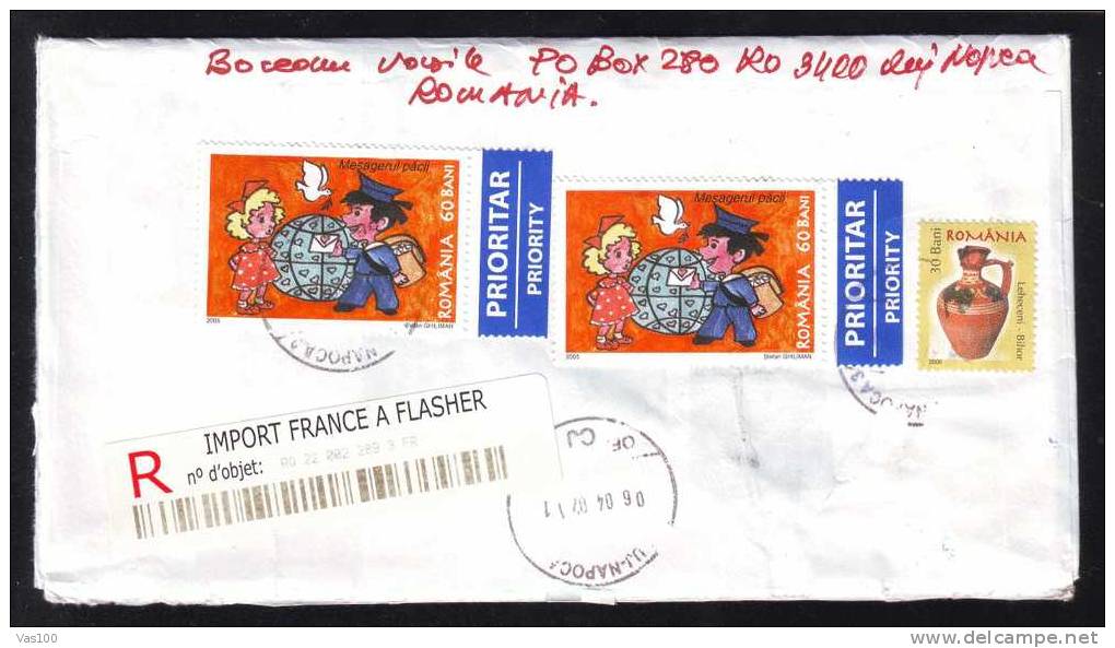 Romania,Columb EUROPA CEPT Imperforated Stamp On Registred Cover Sent To France. - Brieven En Documenten