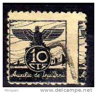 Viñeta Auxilio Invierno 10 Cts. Salto De Peine. Guerra Civil - Spanish Civil War Labels