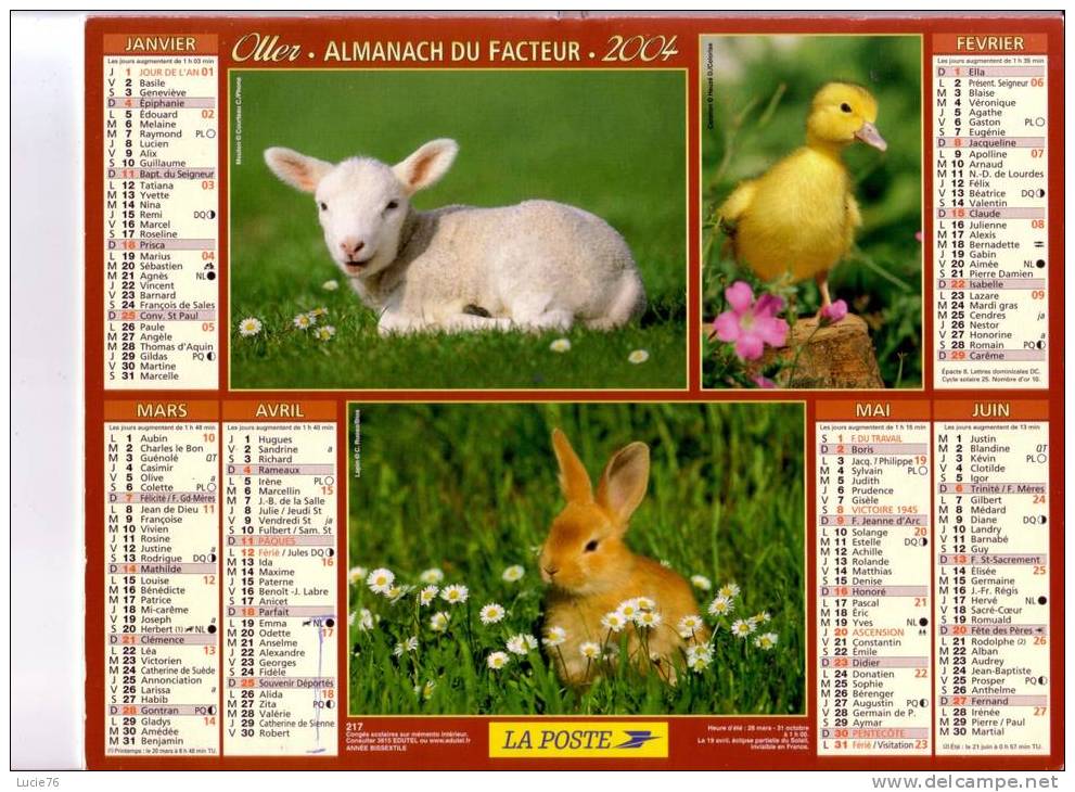 ALMANACH  Du FACTEUR -  2004 -   6 Vues D´Animaux - Grossformat : 2001-...