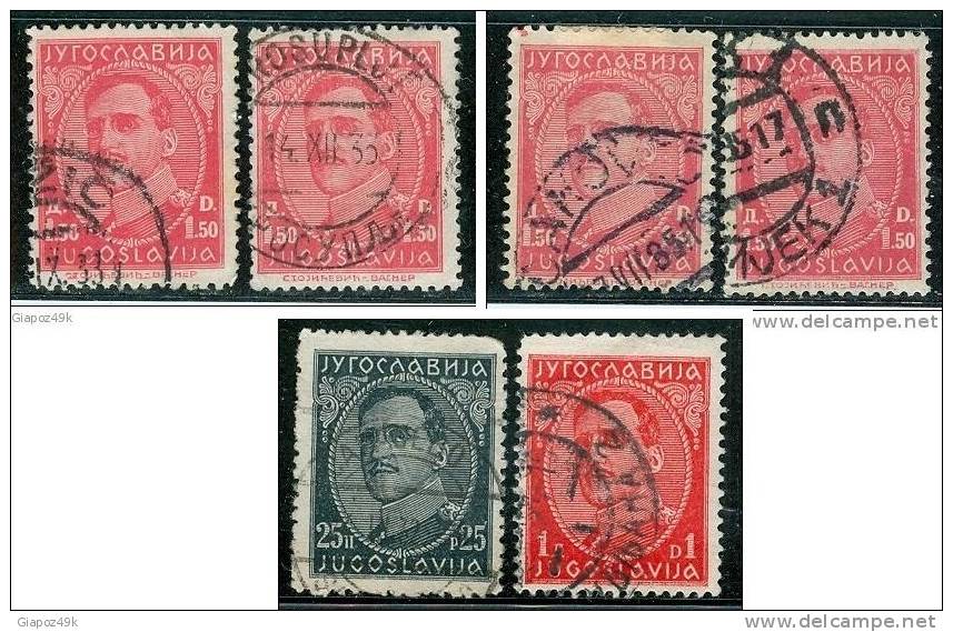 ● JUGOSLAVIA  - Regno  - 1931 - N. 210 A . . . + 214 B Usati  - J185 /87 /88 - Used Stamps