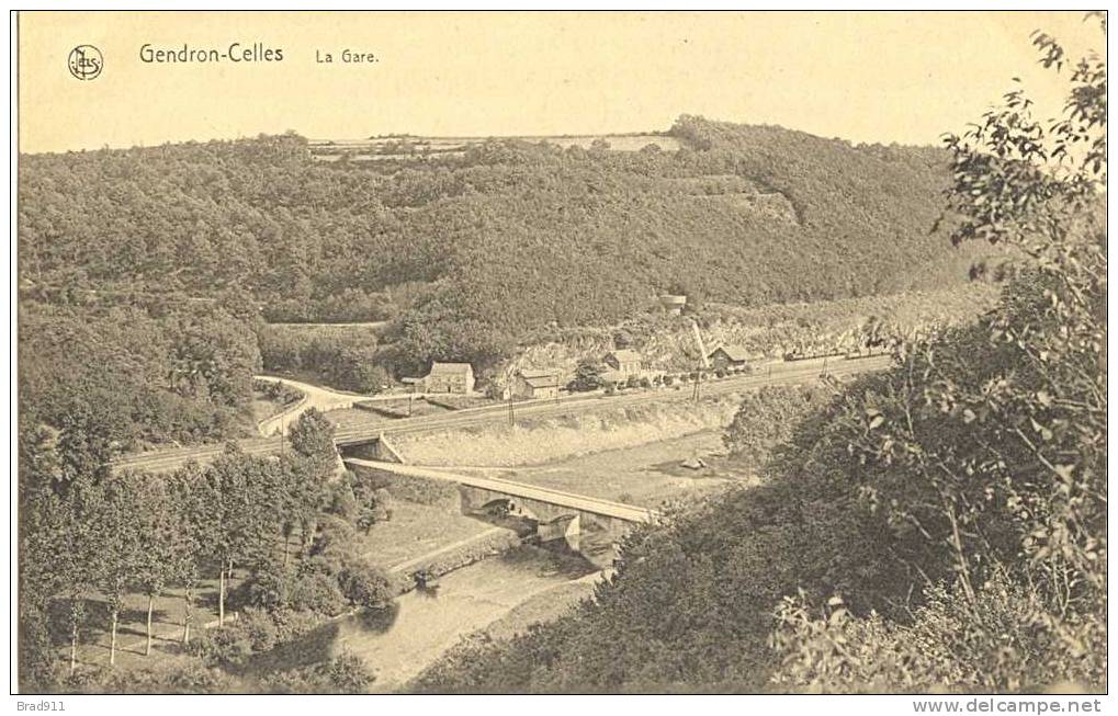 Gendron - Celles: La Gare (vue Panoramique) (1924) - Celles