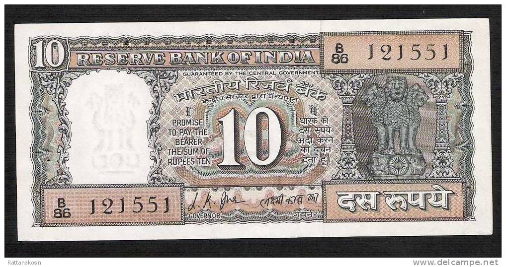 INDIA INDE  P58  10 RUPEES (1967)  #B/86   S.76   UNC.   2 P.h. - Inde