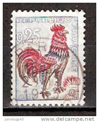 Timbre France Y&T N°1331 (03) Obl.  Coq De Decaris. 0.25 F. Outremer, Carmin Et Brun. Cote 0,15 € - 1962-1965 Coq De Decaris