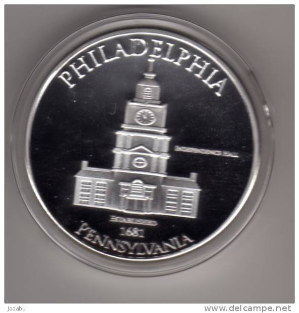 Médaille De 40mm Des états-unis .. Liberty-bell Plaqué Argent.999 - Autres & Non Classés