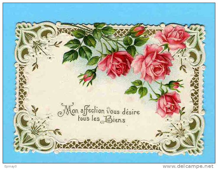 CARTE DE BONNE ANNEE En RELIEF Et EMBOUTIE - ROSE - FANTAISIE - Other & Unclassified