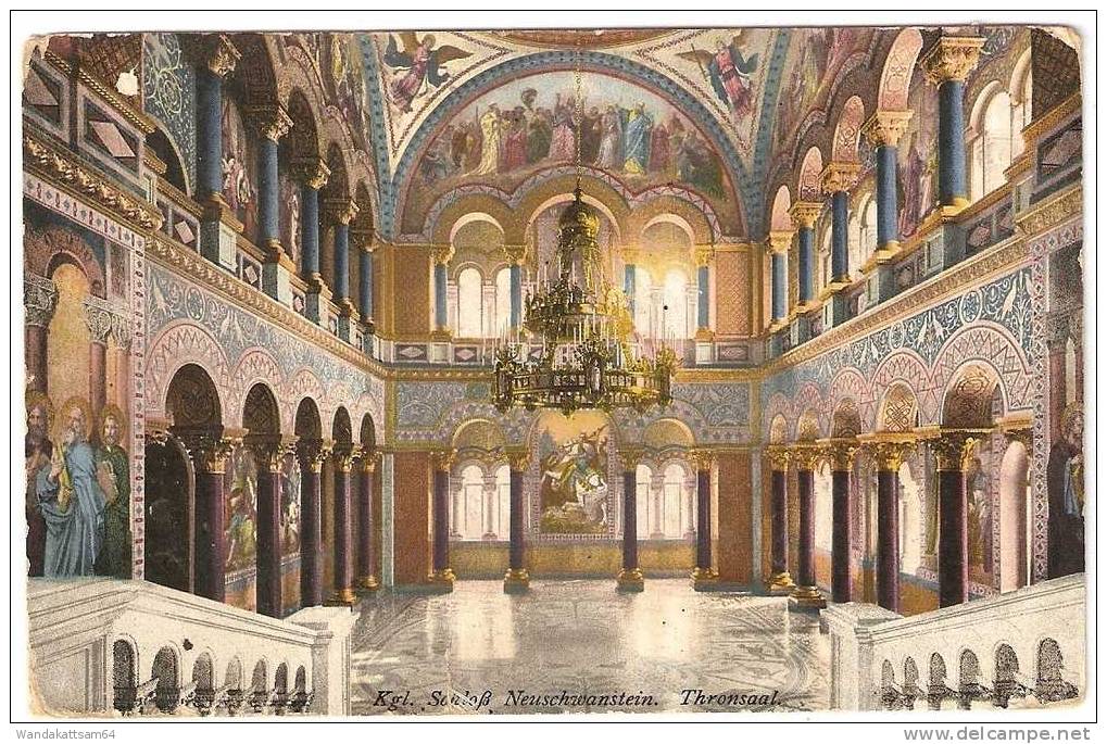 AK Königliches SCHLOSS NEUSCHWANSTEIN Thronsaal Photochromiekarte No. 340 Martin Herpich - Füssen