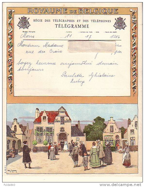 Superbe TELEGRAMME.    Mons.  1951.    Royaume De Belgique - Régie Des Télégrammes Téléphones. - Other & Unclassified