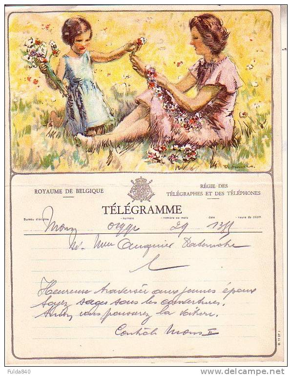 Superbe TELEGRAMME.    Mons.  1951.    Royaume De Belgique - Régie Des Télégrammes Téléphones. - Other & Unclassified