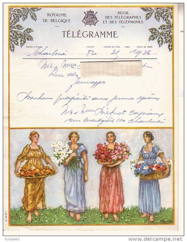 Superbe TELEGRAMME.    Charleroi.  1951.    Royaume De Belgique - Régie Des Télégrammes Téléphones. - Sonstige & Ohne Zuordnung