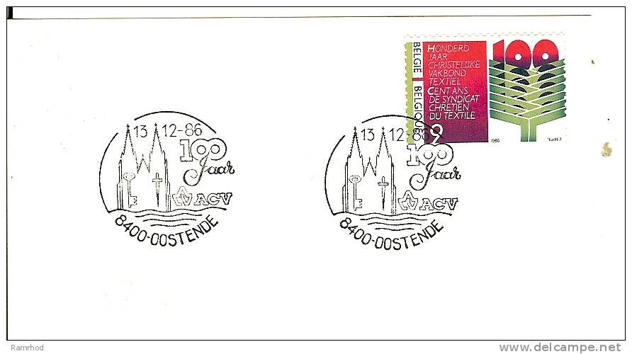 BELGIUM 1986 CENTENARIES WITH SPECIAL  POSTMARK ON CARD - Cartas & Documentos