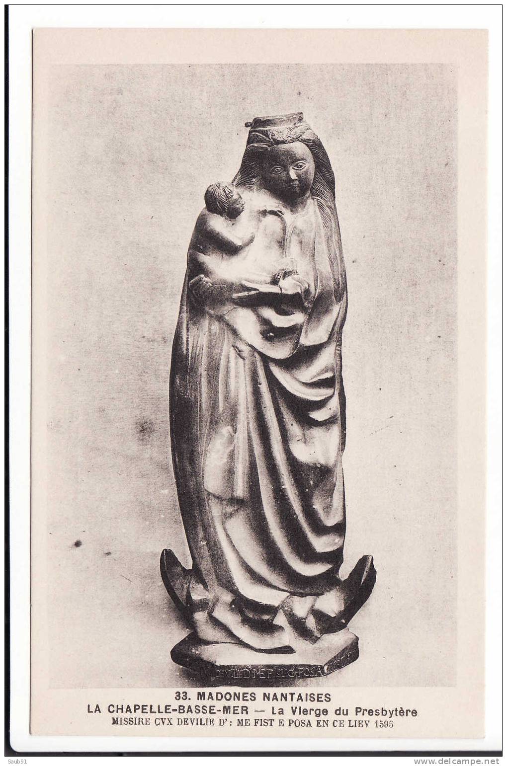 La Chapelle Basse Mer - Madones Nantaises-La Vierge Du Presbytère-N°33-Chapeau,N Antes-Non Circulé-Réf:1625bis - La Chapelle Basse-Mer