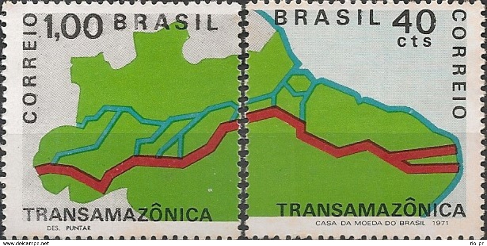 BRAZIL - COMPLETE SET TRANS-AMAZON HIGHWAY 1971 - MNH - Unused Stamps