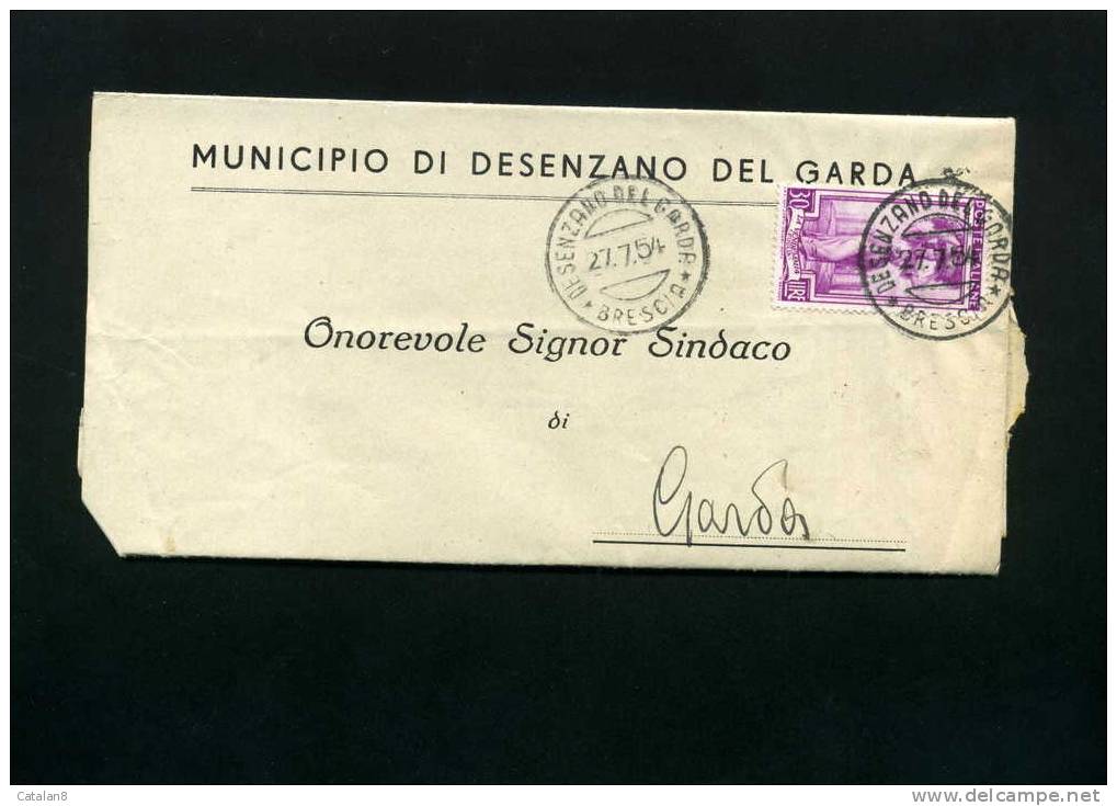 V0386 STORIA POSTALE REPUBBLICA ITALIA AL LAVORO L. 30 ISOLATO TARIFFA SINDACI 1954 - 1946-60: Marcophilie