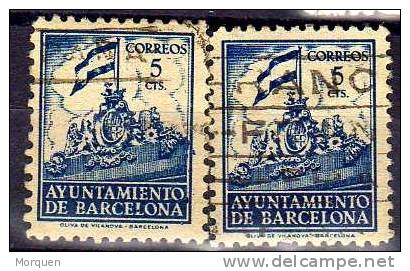 Barcelona Num  24 Y 24na.  Dos Sellos Recargo Exposicion VARIEDAD º - Barcellona