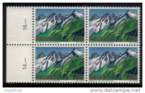 SWITZERLAND   Scott #  616-9**  VF MINT NH Imprint Blks. Of 4 - Neufs