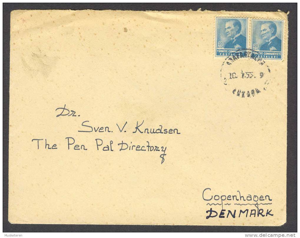 Turkey Ankara 1955 Cancel Cover To Copenhagen Denmark Atatürk - Lettres & Documents