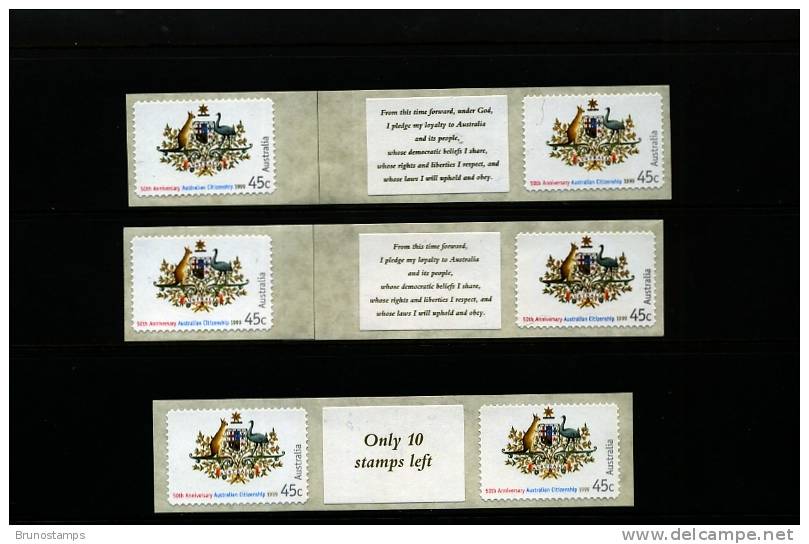 AUSTRALIA - 1999 AUSTRALIAN CITIZENSHIP  P&S   SET OF 3 JOINED PAIRS WITH DIFFERENT TABS  MINT NH - Nuovi