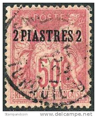 France Offices In Turkey #3a Used 2pi On 50c Type II From 1890 - Gebruikt