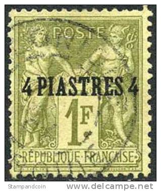 France Offices In Turkey (Levant) #5 Used 4pi On 1fr From 1885 - Used Stamps