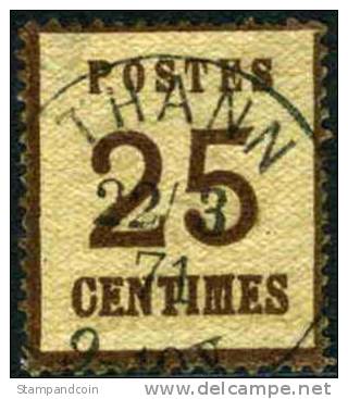 France Occupation Alsace Lorraine N7 Used 25c Of 1870 - Other & Unclassified