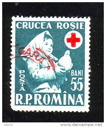 Romania 1957 Red Cross,Child,Dove,Mi.1665, Sc.1178 ,CTO,used. - Oblitérés